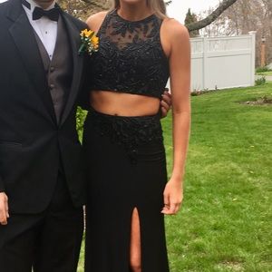 Sherri Hill Black Two Piece Prom Dress